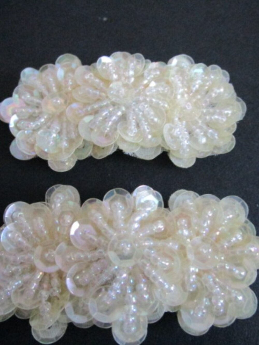 VINTAGE SODOR SEQUIN & BEADED SHOE CLIPS.